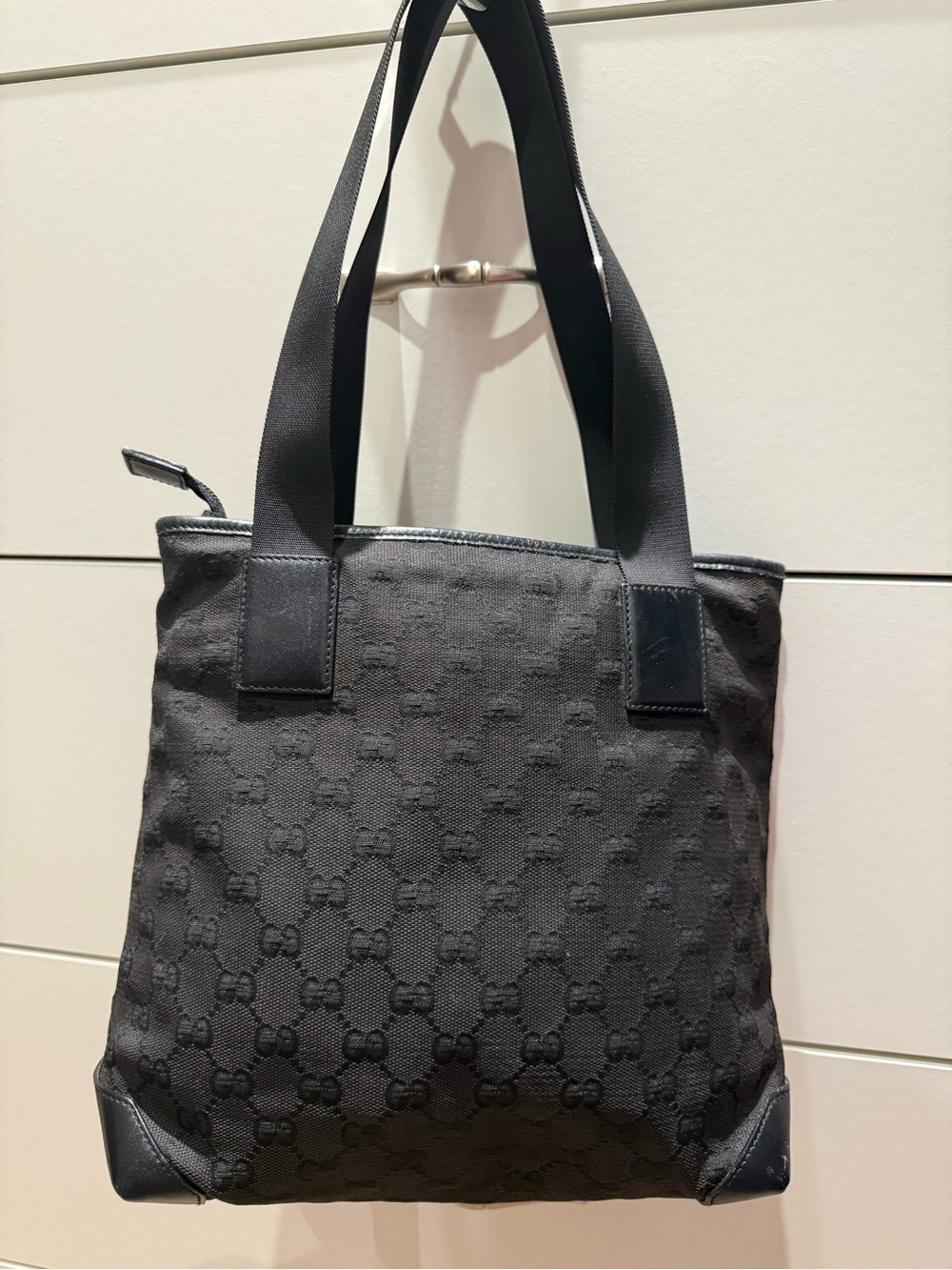 Gucci Black Monogrammed Tote with Front Zip Pocket - Picture 6 of 12